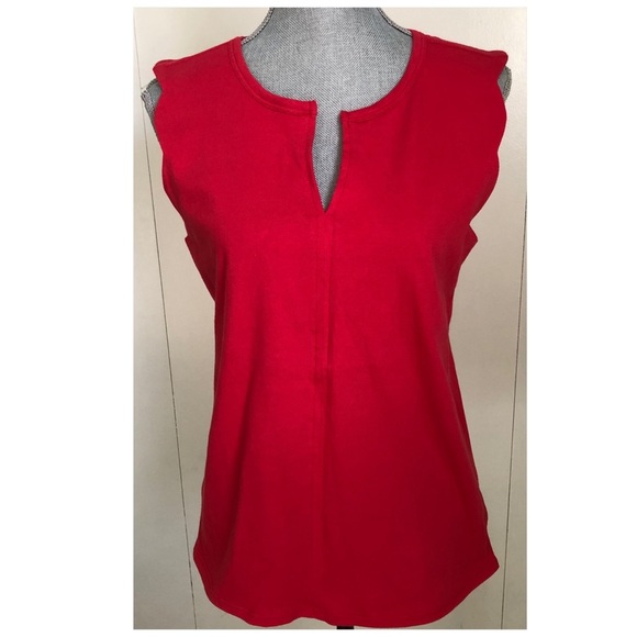 NWT BOBEAU RED TANK TOP WITH SCALLOPED TRIM - Picture 3 of 7